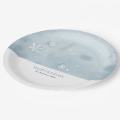 Dusty Blue Snowflake Papieren Bordje (Gekanteld)