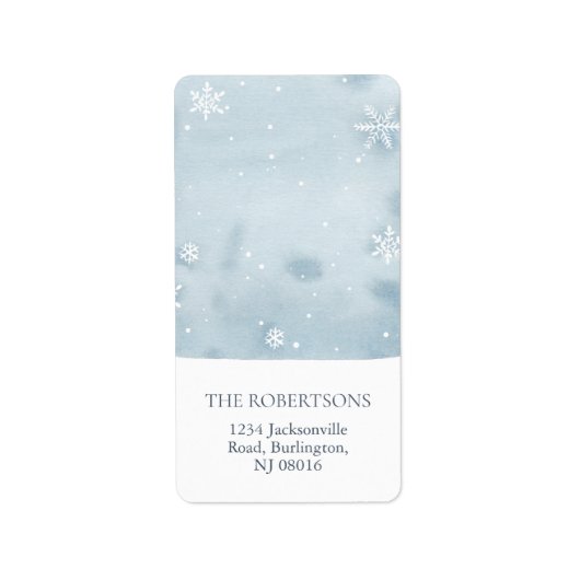 Dusty Blue Snowflake Return Address Label (Voorkant)