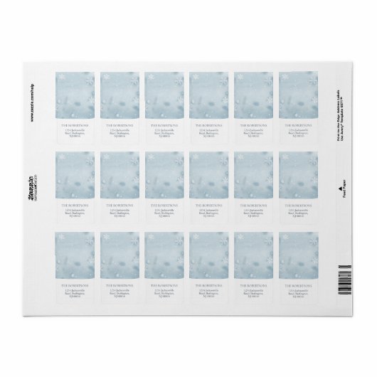 Dusty Blue Snowflake Return Address Label (Full Sheet)