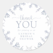 Dusty Blue Snowflake Vrijgezellenfeest Dank u Ronde Sticker (Voorkant)