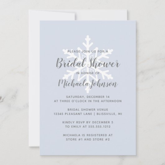 Dusty Blue Snowflake Winter Vrijgezellenfeest Kaart (Voorkant)