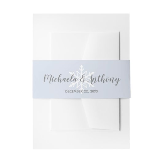 Dusty Blue Snowflake Winter Wedding Uitnodigingen Wikkel (Voorkant Voorbeeld)