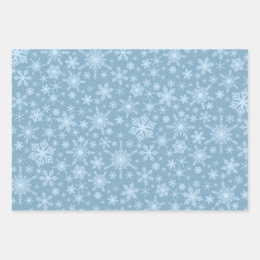 Dusty Blue Snowflakes Winter Feestdagen Kerstmis Inpakpapier Vel (Voorkant)