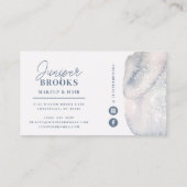 Dusty Blue Social Media Simple Glitter Waterverf Visitekaartje (Achterkant)