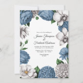 Dusty Blue & Soft Grey Watercolor Floral Wedding Kaart (Voorkant)