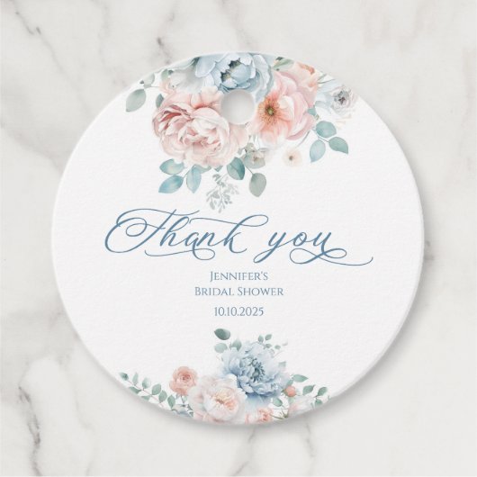 Dusty blue Something blue bridal bedankt Bedankjes Labels (Voorkant)