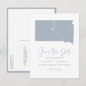 Dusty Blue South Dakota Kaart QR Code Bewaar de da (Voorkant / Achterkant)