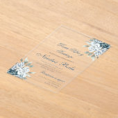 Dusty Blue Spaanse bruiloft Acryl uitnodiging (Laagn)