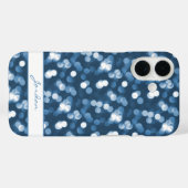 Dusty Blue Sparkle Lights met de naam Girly Glam Case-Mate iPhone Case (Achterkant (horizontaal))