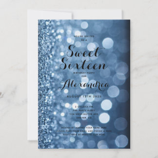 Dusty Blue Sparkle Sweet Sixteen 16 Verjaardag Kaart