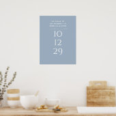 Dusty Blue Special Date Bruiloft Welkomstbord Poster (Keuken)