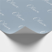 Dusty Blue Specialized Name Elegant Cadeaupapier (Hoek)