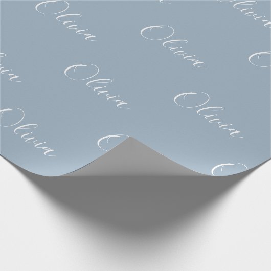 Dusty Blue Specialized Name Elegant Cadeaupapier (Hoek)