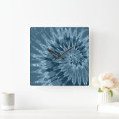 Dusty Blue Spiral Tie Dye Clock Vierkante Klok (Huis)