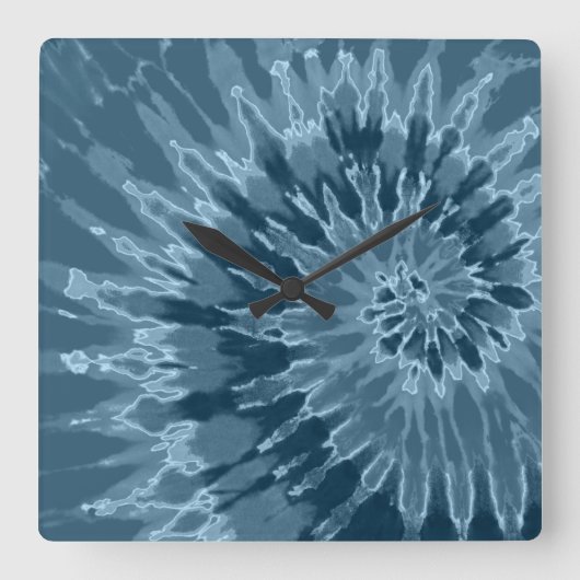 Dusty Blue Spiral Tie Dye Clock Vierkante Klok (Voorkant)