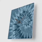 Dusty Blue Spiral Tie Dye Clock Vierkante Klok (Hoek)