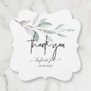 Dusty Blue Sprig Hartelijk dank voor het handschri Bedankjes Labels