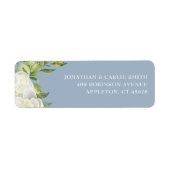 Dusty Blue Spring Floral Pioen Bruiloft Label (Voorkant)