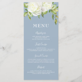 Dusty Blue Spring Floral Pioen Bruiloft Menu