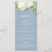 Dusty Blue Spring Floral Pioen Bruiloft Menu (Voorkant)
