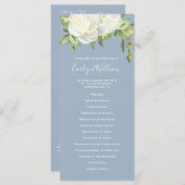 Dusty Blue Spring Floral Pioen Trouwprogramma Programmakaart (Voorkant / Achterkant)