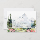 Dusty Blue Spring Mountains Wedding RSVP Kaart (Voorkant)