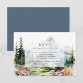 Dusty Blue Spring Mountains Wedding RSVP Kaart (Voorkant / Achterkant)