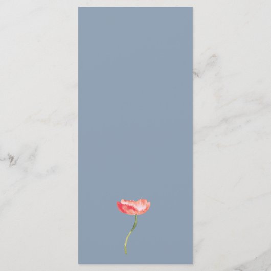 Dusty Blue Spring Peony Waterverf Trouwmenu Menu (Achterkant)