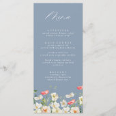 Dusty Blue Spring Peony Waterverf Trouwmenu Menu (Voorkant)
