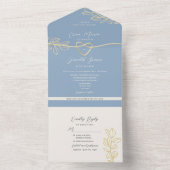 Dusty Blue Spring Wedding All-in-One Uitnodiging (Binnen)