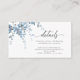Dusty Blue Spring Wisteria Bloemen bruiloft Detail Informatiekaartje
