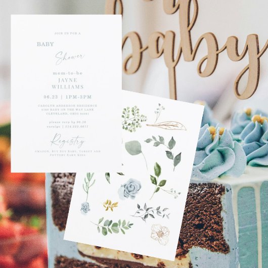 Dusty Blue Springing op het Scene Baby shower Kaart