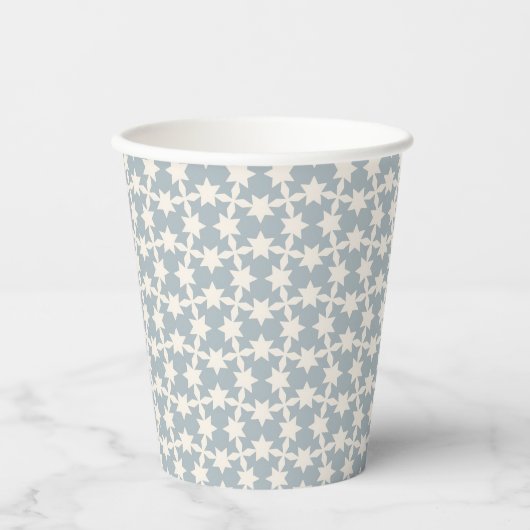 Dusty Blue Star Pattern Paper Cup Papieren Bekers (Voorkant)