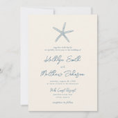 Dusty Blue Starfish Beach Bestemming Bruiloft Kaart (Voorkant)