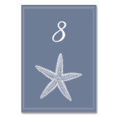 Dusty Blue Starfish Tafelnummer Kaart (Achterkant)