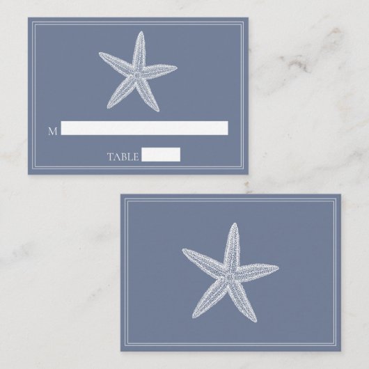 Dusty Blue Starfish trouwplaats kaarten Plaatskaartje (Voorkant / Achterkant)