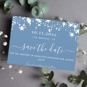 Dusty blue sterren bruiloft met uitzondering van d save the date