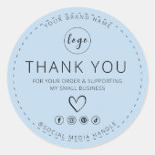 Dusty Blue Sticker Logo Bedankt voor uw bestelling (Voorkant)
