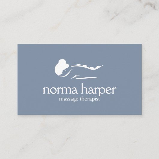 Dusty Blue Stone Massage Therapy Wellness Day Spa Visitekaartje (Voorkant)