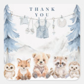 Dusty Blue Storybook Forest Baby Shower Vierkante Sticker (Voorkant)