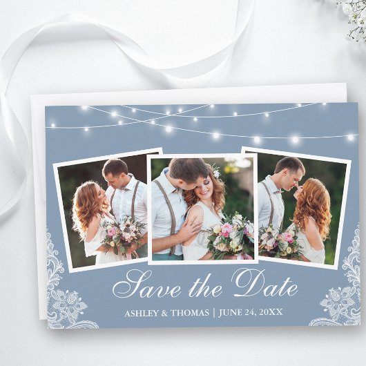 Dusty Blue String Lights 3 Foto Save The Date