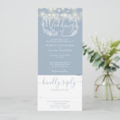 Dusty Blue String Lights Alles in een bruiloft Kaart (Staand voorkant)