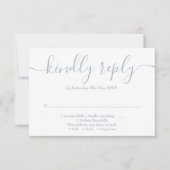 Dusty Blue String Lights Bloemenbruiloft RSVP Kaartje (Voorkant)