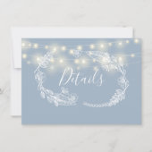Dusty Blue String Lights Bruiloft Details Kaart (Voorkant)
