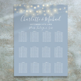 Dusty Blue String Lights Bruiloft Zitting Grafiek Poster
