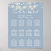 Dusty Blue String Lights Bruiloft Zitting Grafiek Poster (Voorkant)