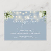Dusty Blue String Lights Floral bruiloft receptie Informatiekaartje (Voorkant)
