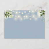 Dusty Blue String Lights Floral bruiloft receptie Informatiekaartje (Achterkant)