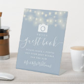 Dusty Blue String Lights Foto Gastenboek Reclamebord Met Voetstuk (Insitu)