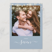 Dusty Blue String Lights Foto Tafelnummer (Voorkant)